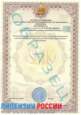 Образец сертификата соответствия (приложение) Александровск Сертификат ISO 13485